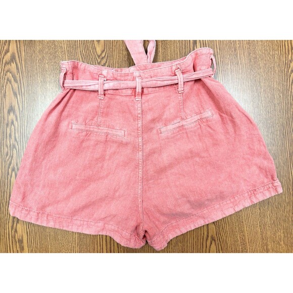 Abercrombie & Fitch Dusty Rose Pink Red Linen Blend Shorts S Belt Soft‎ Women's - Picture 3 of 7